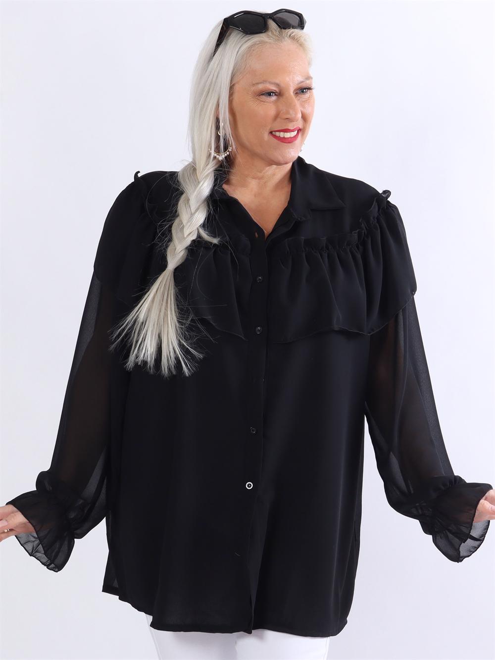 Chia - Tunika i chiffong med volanger